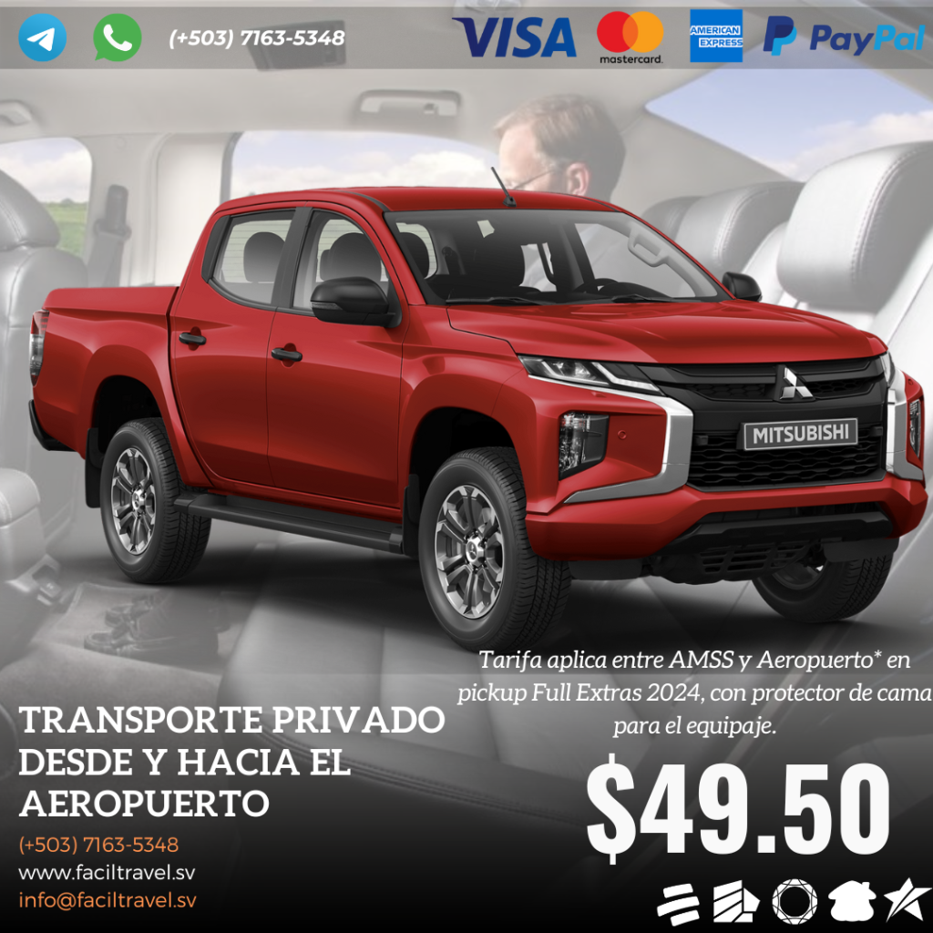 Transporte al Aeropuerto, en vehículo PickUp