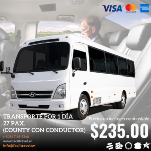 Mini Bus 25 Pasajeros con CONDUCTOR- Servicio por 12 horas