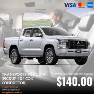 PickUp 4x4 con CONDUCTOR- Servicio por 12 horas